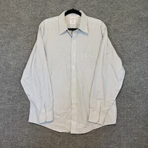 Brooks Brothers Shirt Mens 16.5-4/5 Blue Regent Fit Button Up‎ Non Iron Striped